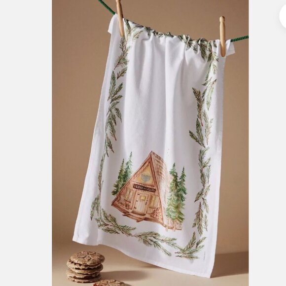 NWT Lana's Shop x Anthropologie Hanukkah cabin tea towel - Picture 1 of 3